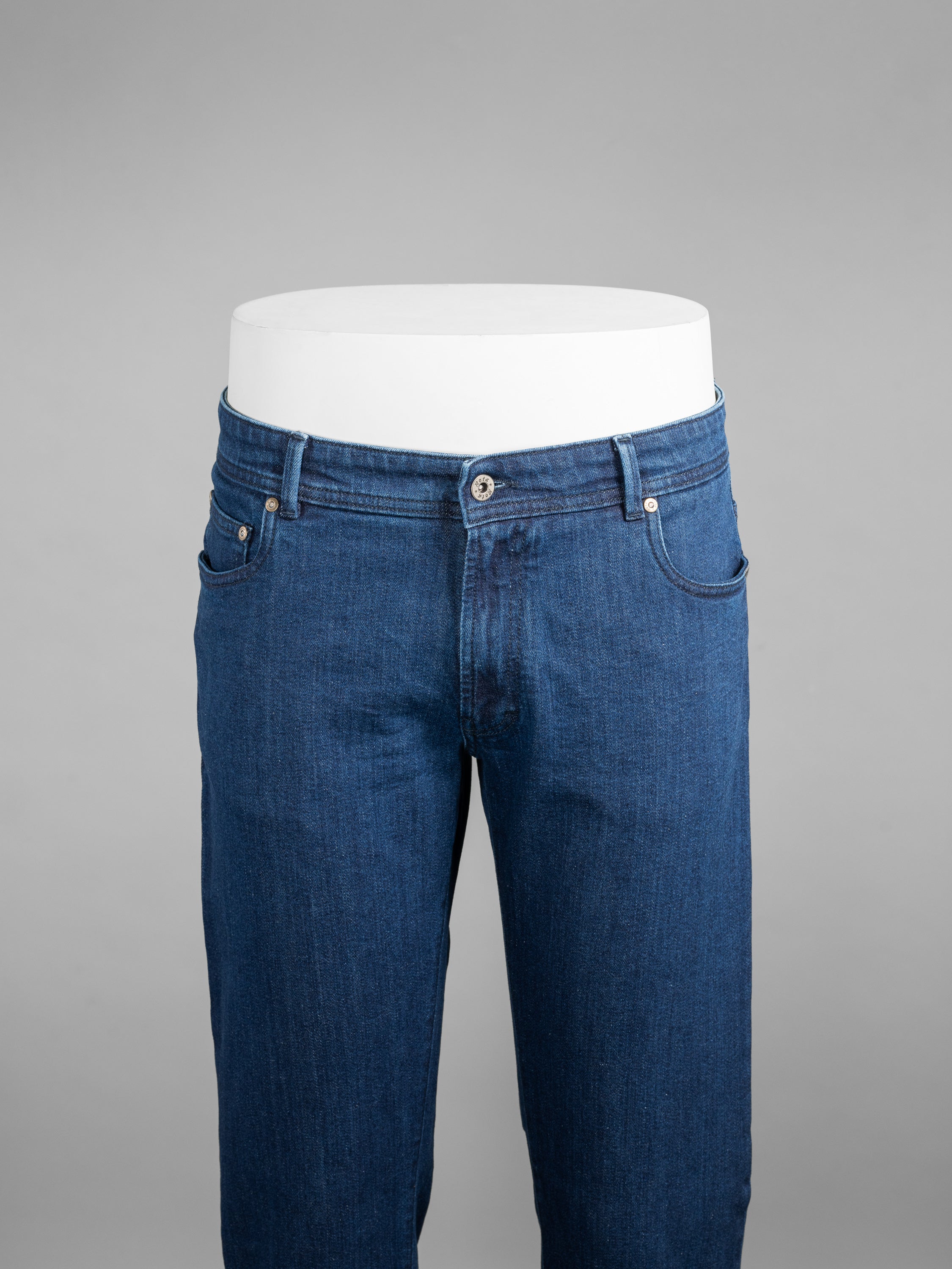 Medium blue denim cotton 5 pockets trousers